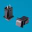PB-02AA (DS-429AA) переключатель кнопочный с фиксацией OFF-ON, 15х15мм, крепление защелка, серый/черный; 1A 125V