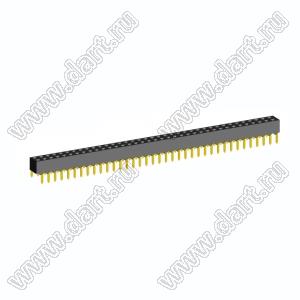 2214TB-74G-07 розетка двухрядная прямая (гнездо) на плату для монтажа в отверстия, высота изолятора 5,0 мм; шаг 2,54 x 2,54 мм; C=7,62 мм; 2х37 конт.