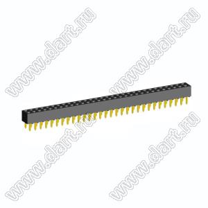 2214TB-60G-03 розетка двухрядная прямая (гнездо) на плату для монтажа в отверстия, высота изолятора 5,0 мм; шаг 2,54 x 2,54 мм; C=3,81 мм; 2х30 конт.