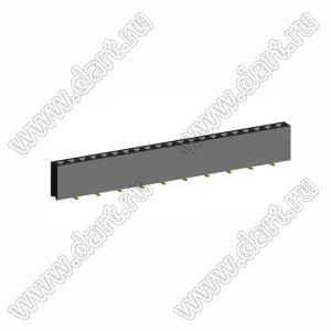 2212SM-21G-75-B1 розетка прямая однорядная (гнездо) на плату для поверхностного (SMD) монтажа, высота изолятора 7,5 мм; шаг 2,54 мм, 21 конт.
