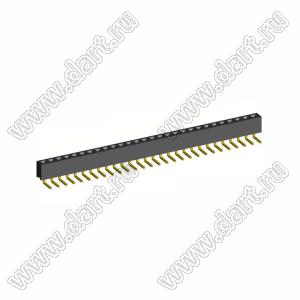2212R-28G-50 розетка однорядная угловая (гнездо) на плату для монтажа в отверстия, высота изолятора 5,0 мм, шаг 2,54 мм, 28 конт.