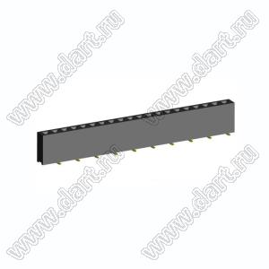 2212SM-20G-75-B1 розетка прямая однорядная (гнездо) на плату для поверхностного (SMD) монтажа, высота изолятора 7,5 мм; шаг 2,54 мм, 20 конт.