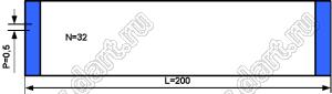 AWM 20798-05-32PIN 200mm шлейф плоский, шаг 0,5мм 32 жилы длина 200мм