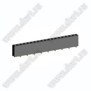 2212SM-18G-75-B1 розетка прямая однорядная (гнездо) на плату для поверхностного (SMD) монтажа, высота изолятора 7,5 мм; шаг 2,54 мм, 18 конт.