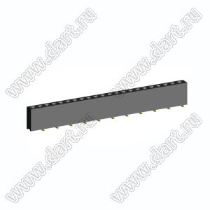 2212SM-22G-75-B1 розетка прямая однорядная (гнездо) на плату для поверхностного (SMD) монтажа, высота изолятора 7,5 мм; шаг 2,54 мм, 22 конт.