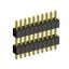 2199SADI-10G-1110 (PLLH1.27-10) вилка штыревая открытая прямая с двойным изолятором однорядная на плату для монтажа в отверстия, шаг 1,27мм, 1x10 конт.