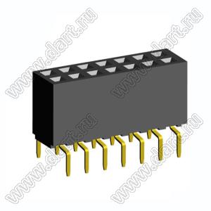 2214TB-14G-85-07 розетка двухрядная прямая на плату для монтажа в отверстия; 14-конт.; P=2,54мм