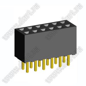 62214DS-12G-85 розетка розетка двухрядная прямая (гнездо) на плату для монтажа в отверстия, высота изолятора 8,5 мм; шаг 2,54 x 2,54 мм, шаг 2,54 мм, 2х6 конт.