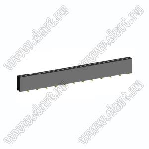 2212SM-24G-75-B1 розетка прямая однорядная (гнездо) на плату для поверхностного (SMD) монтажа, высота изолятора 7,5 мм; шаг 2,54 мм, 24 конт.