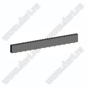 2212SM-27G-75-B1 розетка прямая однорядная (гнездо) на плату для поверхностного (SMD) монтажа, высота изолятора 7,5 мм; шаг 2,54 мм, 27 конт.
