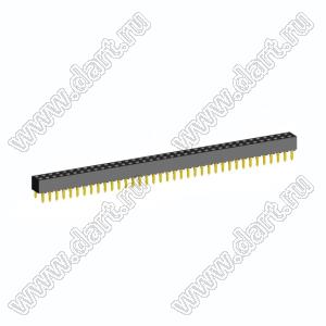 2214TB-74G-05 розетка двухрядная прямая (гнездо) на плату для монтажа в отверстия, высота изолятора 5,0 мм; шаг 2,54 x 2,54 мм; C=5,08 мм; 2х37 конт.