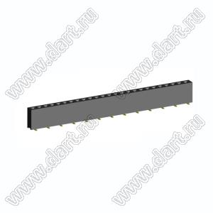 2212SM-25G-75-B2 розетка прямая однорядная (гнездо) на плату для поверхностного (SMD) монтажа, высота изолятора 7,5 мм; шаг 2,54 мм, 25 конт.