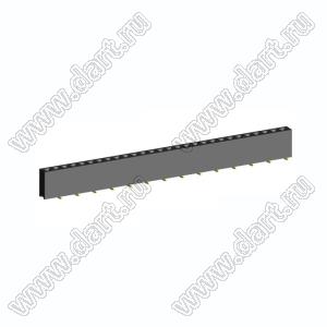 2212SM-28G-75-B1 розетка прямая однорядная (гнездо) на плату для поверхностного (SMD) монтажа, высота изолятора 7,5 мм; шаг 2,54 мм, 28 конт.