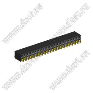 2214ВR-44G-SM (2259-0222ANG0MUT01) розетка с боковым входом двухрядная (гнездо) на плату для поверхностного (SMD) монтажа, шаг 2,54 x 2,54 мм, 2х22 конт.; шаг 2.54мм; P=2,54мм