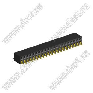 2214ВR-42G-SM (2259-0221ANG0MUT01) розетка с боковым входом двухрядная (гнездо) на плату для поверхностного (SMD) монтажа, шаг 2,54 x 2,54 мм, 2х21 конт.; шаг 2.54мм; P=2,54мм