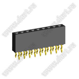 2212TB-09G-85-04 розетка однорядная прямая (гнездо) на плату для монтажа в отверстия, высота изолятора 8,5 мм; 9-конт.; P=2,54мм