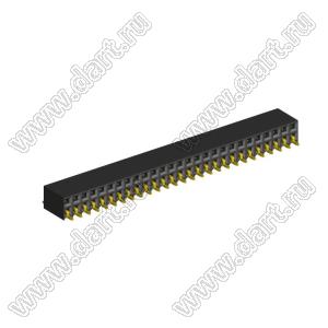 2214ВR-54G-SM (2259-0227ANG0MUT01) розетка с боковым входом двухрядная (гнездо) на плату для поверхностного (SMD) монтажа, шаг 2,54 x 2,54 мм, 2х27 конт.; шаг 2.54мм; P=2,54мм