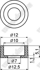 U-16 распорка межплатная; A=5,1мм; B=4,0мм; C=7,0мм; D=10,0мм; E=12,0мм; нейлон-66; натуральный