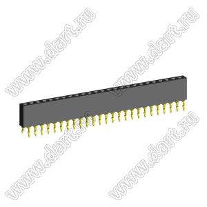 2212TB-25G-85-05 розетка однорядная прямая (гнездо) на плату для монтажа в отверстия, высота изолятора 8,5 мм; 25-конт.; P=2,54мм