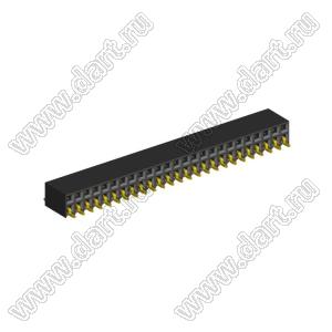 2214ВR-50G-SM (2259-0225ANG0MUT01) розетка с боковым входом двухрядная (гнездо) на плату для поверхностного (SMD) монтажа, шаг 2,54 x 2,54 мм, 2х25 конт.; шаг 2.54мм; P=2,54мм