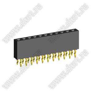 2212TB-11G-85-04 розетка однорядная прямая (гнездо) на плату для монтажа в отверстия, высота изолятора 8,5 мм; 11-конт.; P=2,54мм