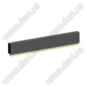 2214S-60G-110 розетка двухрядная прямая (гнездо) на плату для монтажа в отверстия, высота изолятора 11,0 мм, шаг 2,54x2,54 мм, 60 конт.