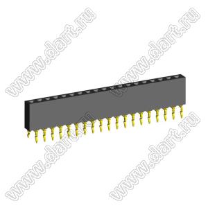 2212TB-19G-85-05 розетка однорядная прямая (гнездо) на плату для монтажа в отверстия, высота изолятора 8,5 мм; 19-конт.; P=2,54мм