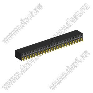 2214ВR-46G-SM (2259-0223ANG0MUT01) розетка с боковым входом двухрядная (гнездо) на плату для поверхностного (SMD) монтажа, шаг 2,54 x 2,54 мм, 2х23 конт.; шаг 2.54мм; P=2,54мм