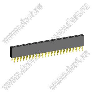 2212TB-23G-85-02 розетка однорядная прямая (гнездо) на плату для монтажа в отверстия, высота изолятора 8,5 мм; 23-конт.; P=2,54мм