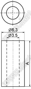 3.5-6.4 стойка трубчатая гладкая; A=6,4мм; d=3,5мм; D=6,3мм; нейлон-66 (UL); натуральный