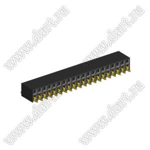 2214ВR-40G-SM (2259-0220ANG0MUT01) розетка с боковым входом двухрядная (гнездо) на плату для поверхностного (SMD) монтажа, шаг 2,54 x 2,54 мм, 2х20 конт.; шаг 2.54мм; P=2,54мм