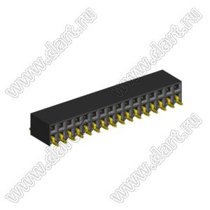 2214ВR-32G-SM (2259-0216ANG0MUT01) розетка с боковым входом двухрядная (гнездо) на плату для поверхностного (SMD) монтажа, шаг 2,54 x 2,54 мм, 2х16 конт.; шаг 2.54мм; P=2,54мм