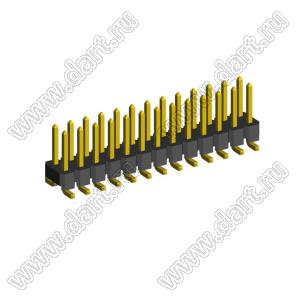 2213SM-26G-6036 вилка открытая прямая двухрядная на плату для поверхностного (SMD) монтажа; шаг 2.54мм; P=2,54x2,54мм; 26-конт.; P=2,54мм