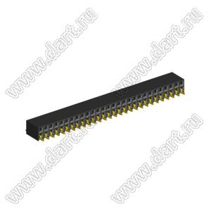 2214ВR-56G-SM (2259-0228ANG0MUT01) розетка с боковым входом двухрядная (гнездо) на плату для поверхностного (SMD) монтажа, шаг 2,54 x 2,54 мм, 2х28 конт.; шаг 2.54мм; P=2,54мм