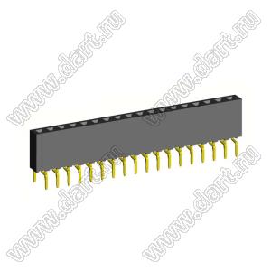 2212TB-18G-85-05-K0 розетка однорядная прямая (гнездо) на плату для монтажа в отверстия, высота изолятора 8,5 мм; 18-конт.; P=2,54мм