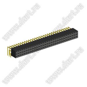 2234R-093G-85 (3x31) розетка трехрядная угловая (гнездо) на плату для монтажа в отверстия, шаг 2,54 x 2,54 мм, 3х31 конт.