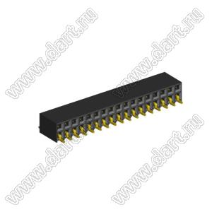 2214ВR-34G-SM (2259-0217ANG0MUT01) розетка с боковым входом двухрядная (гнездо) на плату для поверхностного (SMD) монтажа, шаг 2,54 x 2,54 мм, 2х17 конт.; шаг 2.54мм; P=2,54мм