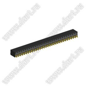 2214ВR-64G-SM (2259-0232ANG0MUT01) розетка с боковым входом двухрядная (гнездо) на плату для поверхностного (SMD) монтажа, шаг 2,54 x 2,54 мм, 2х32 конт.; шаг 2.54мм; P=2,54мм