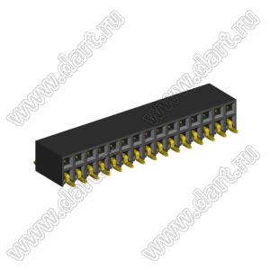 2214ВR-30G-SM (2259-0215ANG0MUT01) розетка с боковым входом двухрядная (гнездо) на плату для поверхностного (SMD) монтажа, шаг 2,54 x 2,54 мм, 2х15 конт.; шаг 2.54мм; P=2,54мм