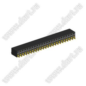 2214ВR-48G-SM (2259-0224ANG0MUT01) розетка с боковым входом двухрядная (гнездо) на плату для поверхностного (SMD) монтажа, шаг 2,54 x 2,54 мм, 2х24 конт.; шаг 2.54мм; P=2,54мм