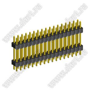 2213DI-34G-1940 (PLHD-34, KLS1-218-2-34-S-3.0*6.0*19.4) вилка штыревая открытая прямая с двойным изолятором двухрядная на плату для монтажа в отверстия; шаг 2.54мм; P=2,54x2,54мм; 2x17-конт.; 