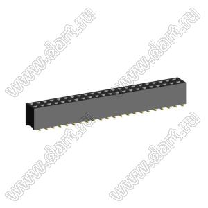 2214SM-44G-75 розетка двухрядная прямая (гнездо) на плату для поверхностного (SMD) монтажа, высота 7,5 мм; шаг 2,54 x 2,54 мм, 2х22 конт.