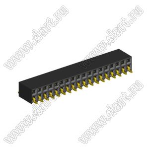 2214ВR-36G-SM (2259-0218ANG0MUT01) розетка с боковым входом двухрядная (гнездо) на плату для поверхностного (SMD) монтажа, шаг 2,54 x 2,54 мм, 2х18 конт.; шаг 2.54мм; P=2,54мм