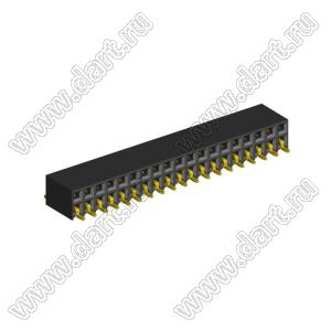 2214ВR-38G-SM (2259-0219ANG0MUT01) розетка с боковым входом двухрядная (гнездо) на плату для поверхностного (SMD) монтажа, шаг 2,54 x 2,54 мм, 2х19 конт.; шаг 2.54мм; P=2,54мм