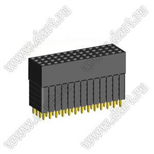 1999SDI-052G-5A розетка прямая четырехрядная с увеличенным изолятором (гнездо) на плату для монтажа в отверстия, шаг 2,00 x 2,00 мм, А=2,3мм, В=13,85мм, 4х13 конт.