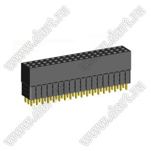 2203SDI-054G-3A розетка прямая трехрядная с увеличенным изолятором (гнездо) на плату для монтажа в отверстия, шаг 2,00 x 2,00 мм, А=2,3мм, В=10,85мм, 3х18 конт.