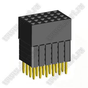 1999SDI-024G-4B розетка прямая четырехрядная с увеличенным изолятором (гнездо) на плату для монтажа в отверстия, шаг 2,00 x 2,00 мм, А=3,8мм, В=12,35мм, 4х6 конт.