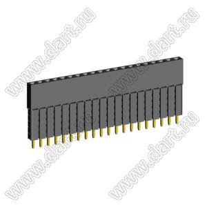 2209SDI-20G-5A розетка прямая однорядная с увеличенным изолятором (гнездо) на плату для монтажа в отверстия, шаг 2,00 мм, А=2,3мм, В=13,85мм, 20 конт.