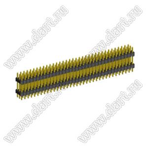 2233DI-105G-2616 (3x35) вилка открытая прямая с двойным изолятором трехрядная на плату для монтажа в отверстия, шаг 2,54 x 2,54 мм, 3х35 конт.
