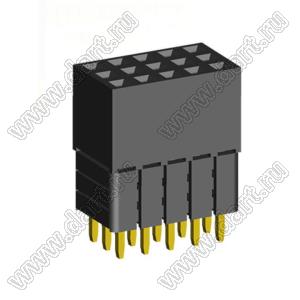 2203SDI-015G-3A розетка прямая трехрядная с увеличенным изолятором (гнездо) на плату для монтажа в отверстия, шаг 2,00 x 2,00 мм, А=2,3мм, В=10,85мм, 3х5 конт.